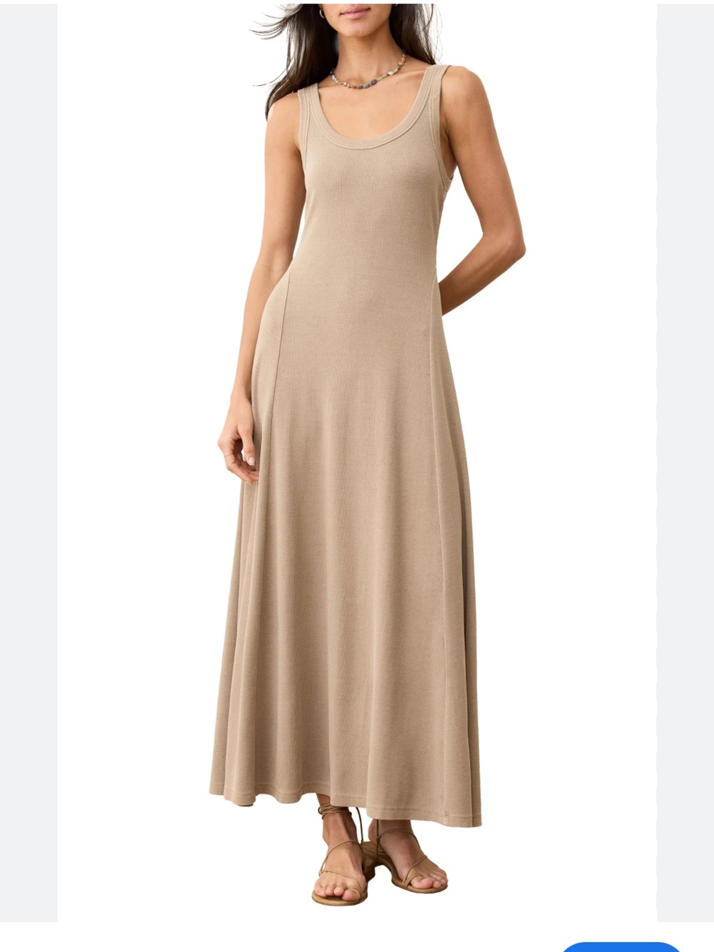 Marine Layer Ribbed Tank Maxi Dress in Taupe